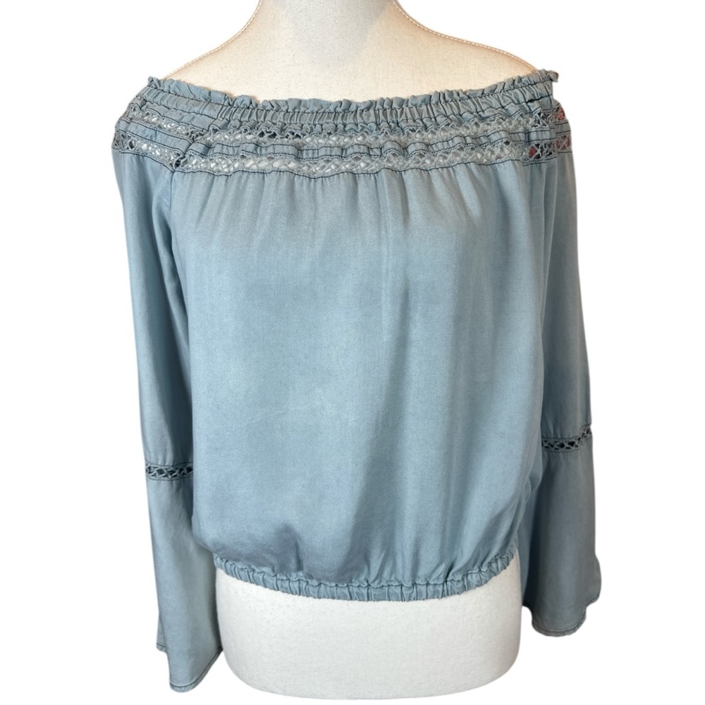 Walter Baker Sky Blue Off-Shoulder Blouse - Picture 3 of 9